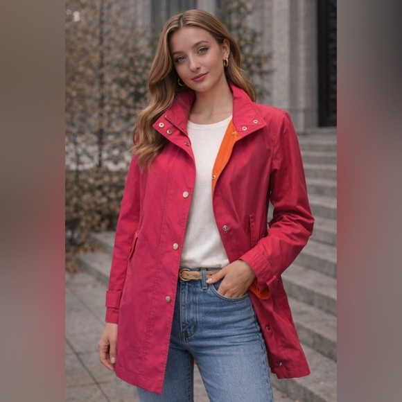 Tommy Hilfiger Jackets & Blazers - Tommy Hilfiger Trench Coat - Pink and Orange Size Medium